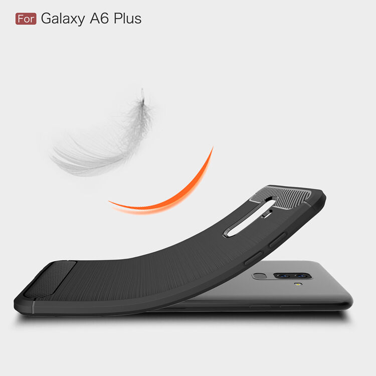 Etui plastikowe z teksturą szlifowaną do Samsung Galaxy A6 Plus (2018) - ciemnoniebieskie