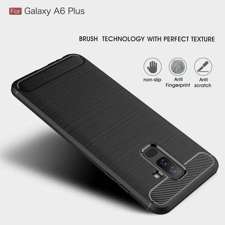 Etui plastikowe z teksturą szlifowaną do Samsung Galaxy A6 Plus (2018) - czerwone