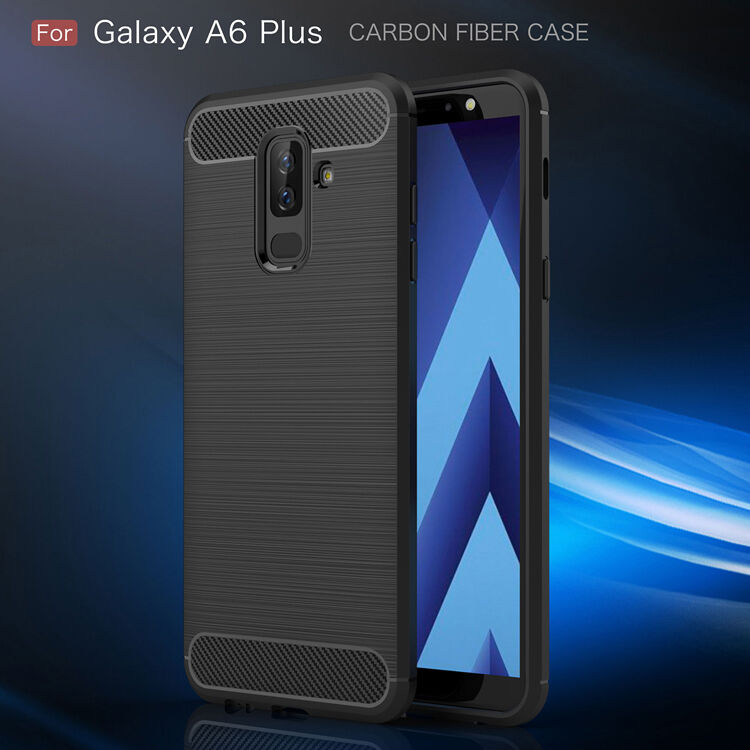 Etui plastikowe z teksturą szlifowaną do Samsung Galaxy A6 Plus (2018) - szare