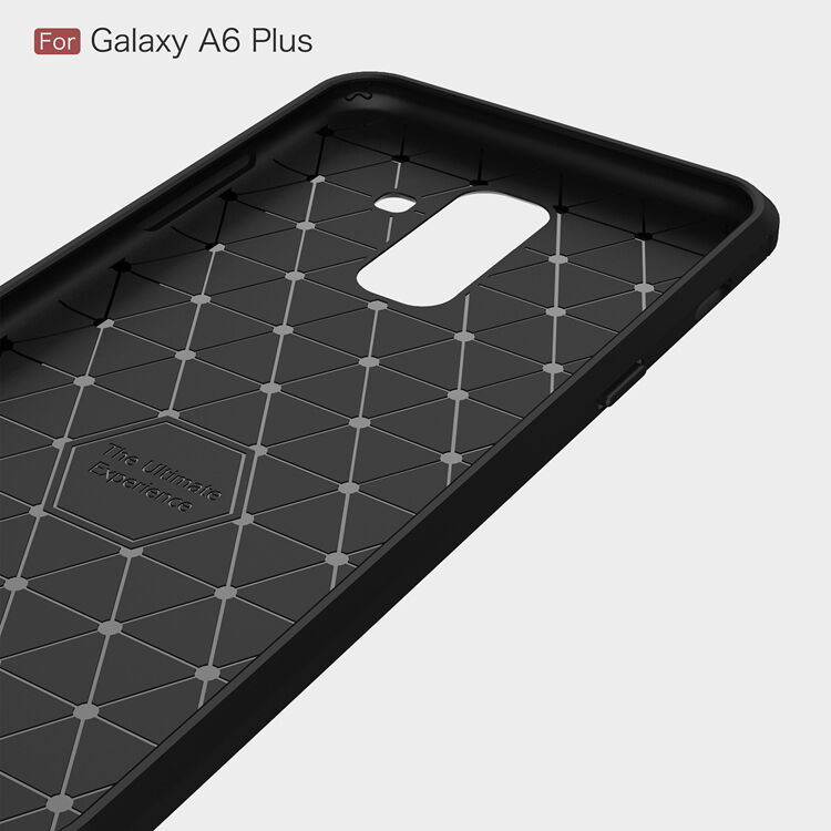 Etui plastikowe z teksturą szlifowaną do Samsung Galaxy A6 Plus (2018) - szare