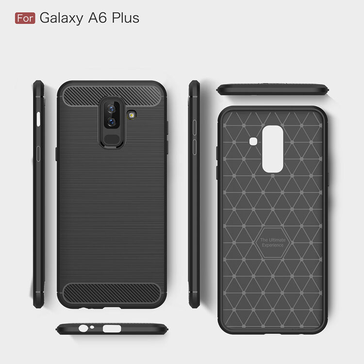 Etui plastikowe z teksturą szlifowaną do Samsung Galaxy A6 Plus (2018) - szare