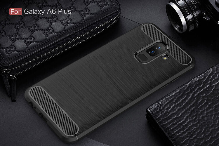 Etui plastikowe z teksturą szlifowaną do Samsung Galaxy A6 Plus (2018) - czarne