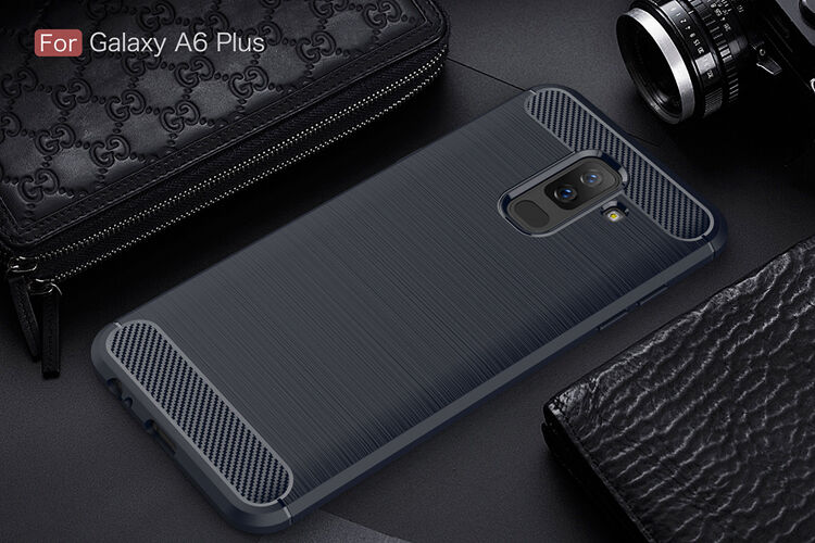 Etui plastikowe z teksturą szlifowaną do Samsung Galaxy A6 Plus (2018) - czarne