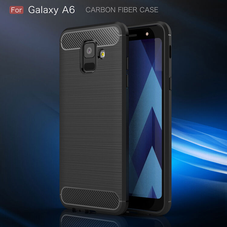 Etui plastikowe z teksturą szlifowaną do Samsung Galaxy A6 (2018) - szare