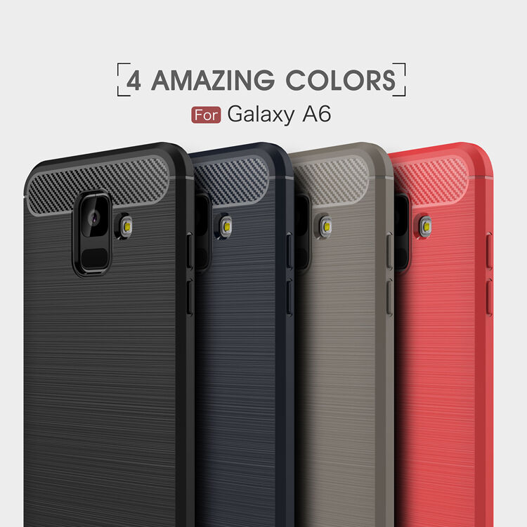 Etui plastikowe z teksturą szlifowaną do Samsung Galaxy A6 (2018) - szare