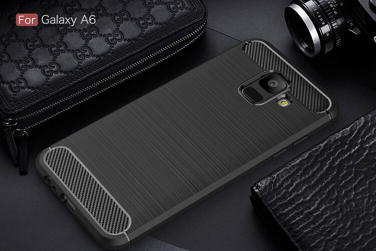 Etui plastikowe z teksturą szlifowaną do Samsung Galaxy A6 (2018) - szare