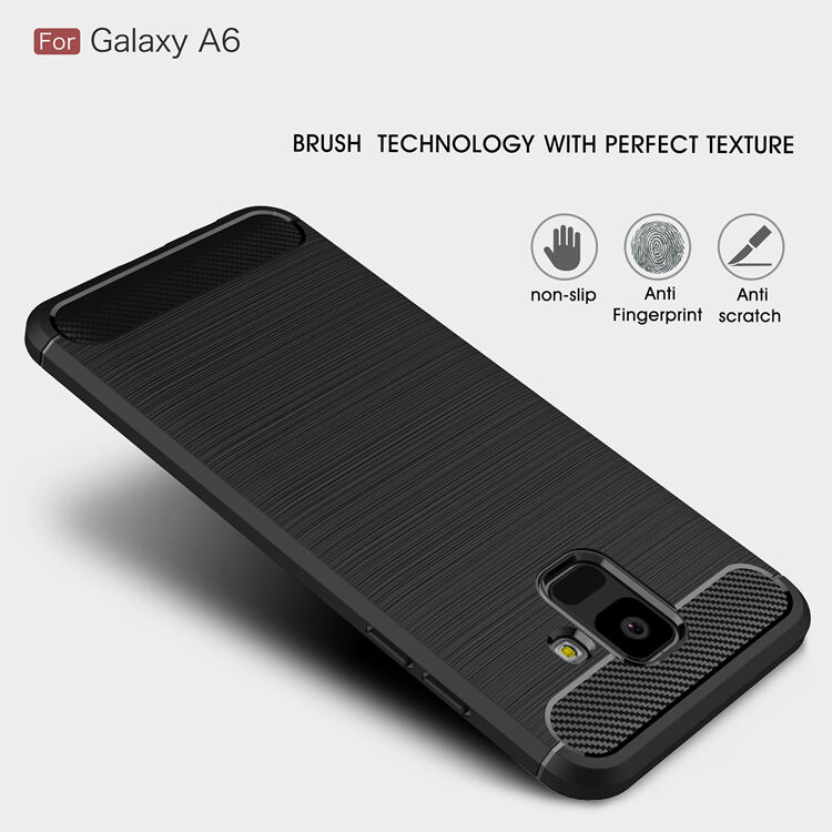 Etui plastikowe z teksturą szlifowaną do Samsung Galaxy A6 (2018) - czarne