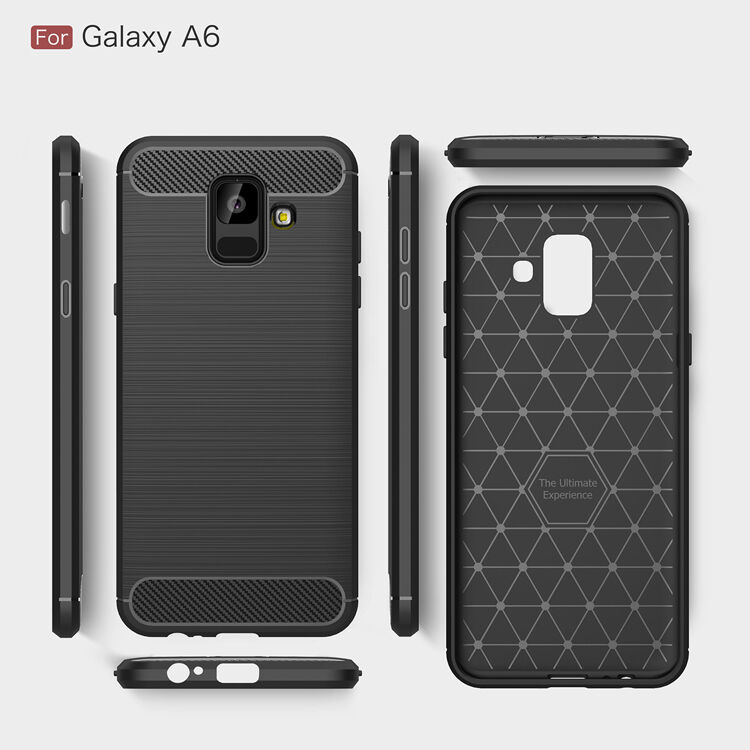 Etui plastikowe z teksturą szlifowaną do Samsung Galaxy A6 (2018) - czarne