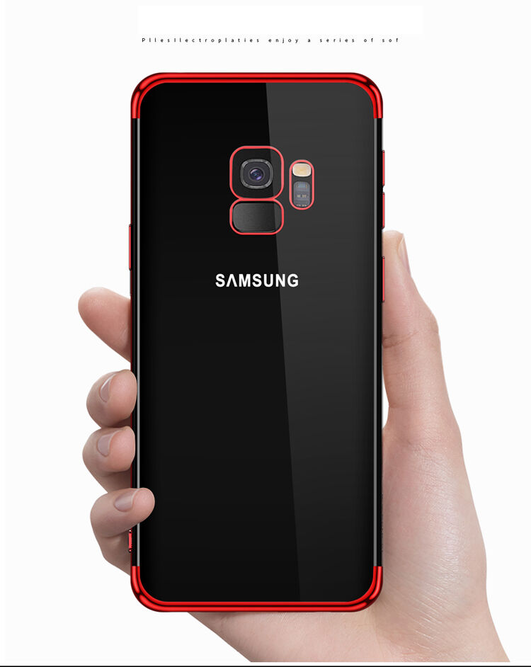 Sulada Etui plastikowe przezroczyste z ramką do Samsung Galaxy S9 - srebrne
