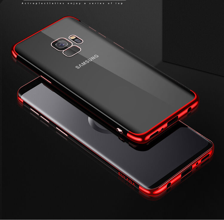 Sulada Etui plastikowe przezroczyste z ramką do Samsung Galaxy S9 - srebrne