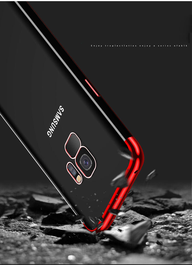 Sulada Etui plastikowe przezroczyste z ramką do Samsung Galaxy S9 - srebrne