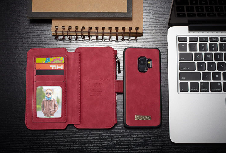 Caseme 2w1 pokrowiec portfelowy Samsung Galaxy S9 - czerwony