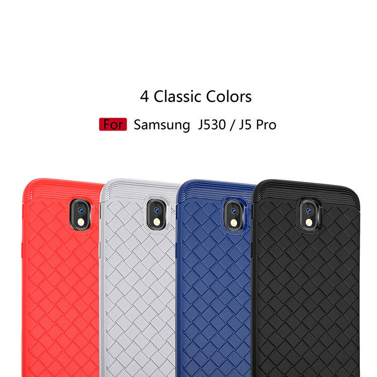 Etui plastikowe z teksturą przeplataną doSamsung Galaxy J5 (2017) - czerwone