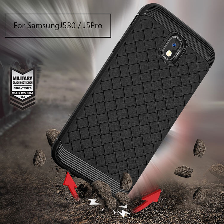 Etui plastikowe z teksturą przeplataną doSamsung Galaxy J5 (2017) - czerwone