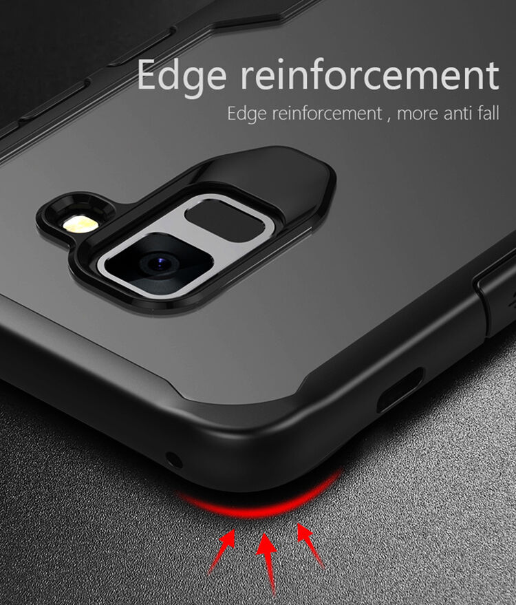 Odporne na wstrząsy etui plastikowe do Samsung Galaxy A8 Plus (2018) - szare