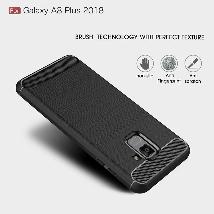 Etui plastikowe z teksturą szlifowaną do Samsung Galaxy A8 Plus (2018) - ciemnoniebieskie