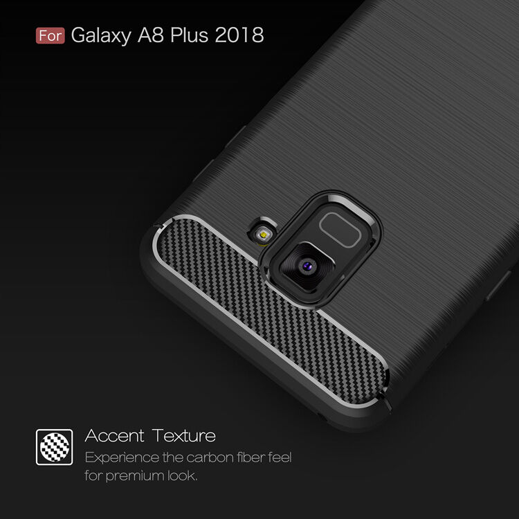 Etui plastikowe z teksturą szlifowaną do Samsung Galaxy A8 Plus (2018) - czerwone