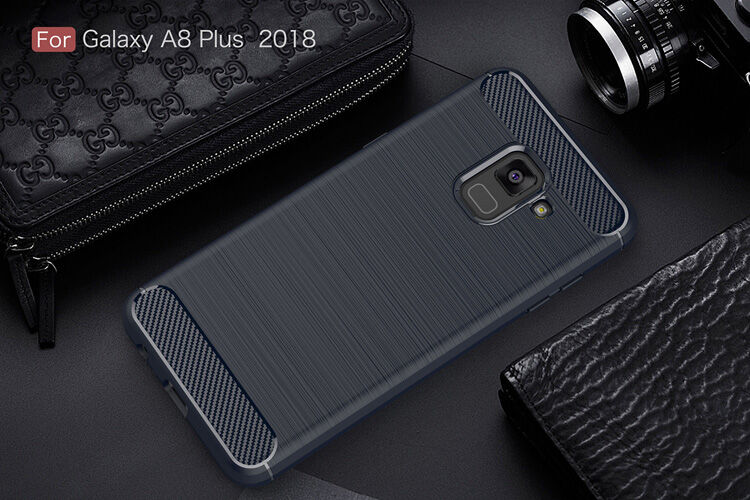 Etui plastikowe z teksturą szlifowaną do Samsung Galaxy A8 Plus (2018) - szare