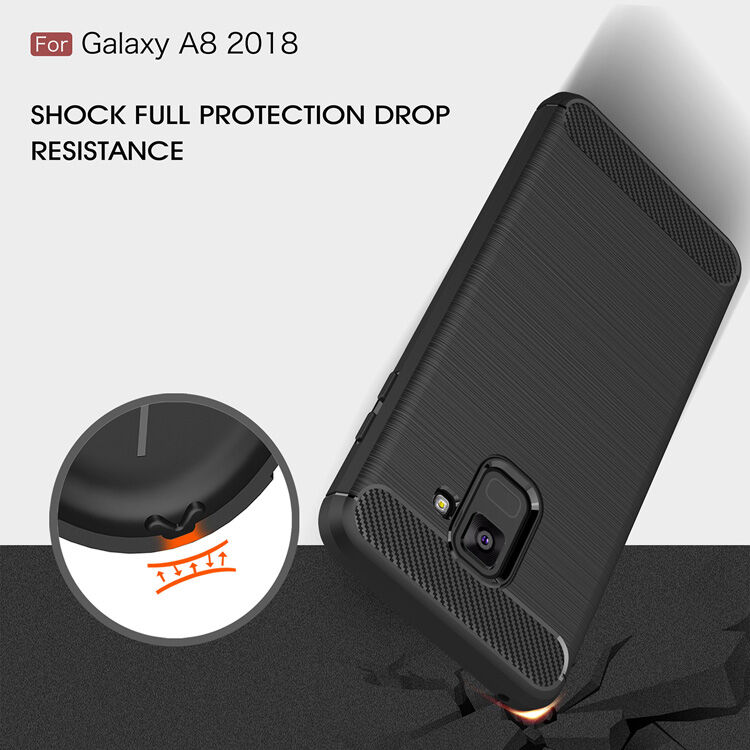 Etui plastikowe z teksturą szlifowaną do Samsung Galaxy A8 (2018) - czerwone