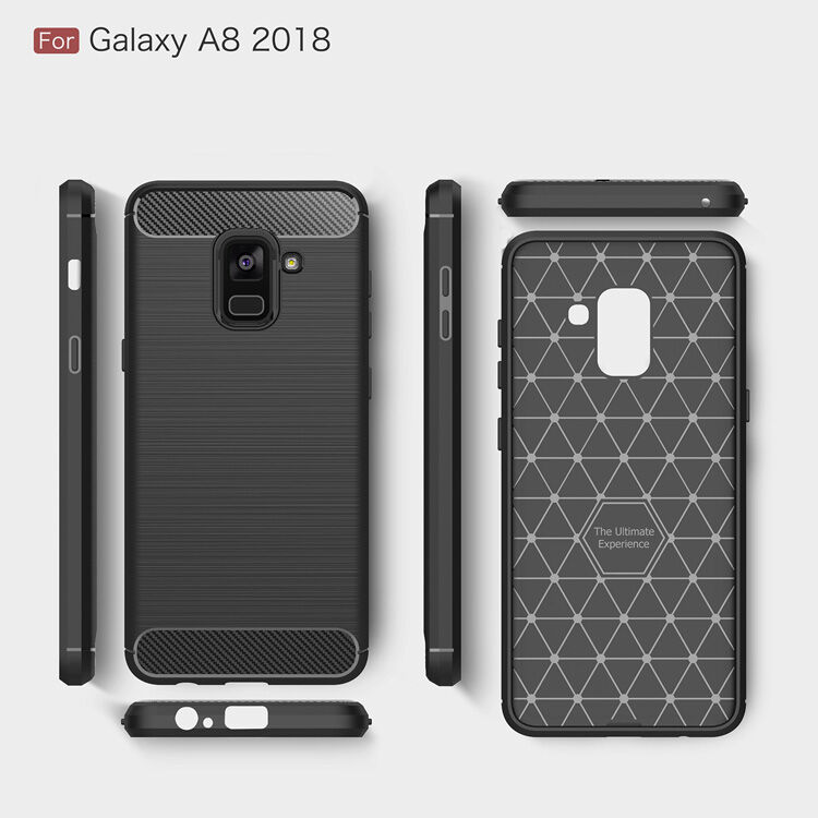 Etui plastikowe z teksturą szlifowaną do Samsung Galaxy A8 (2018) - czerwone