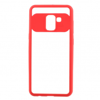 Etui plastikowe przezroczyste z ramką do Samsung Galaxy A8 (2018) - czerwone