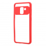 Etui plastikowe przezroczyste z ramką do Samsung Galaxy A8 (2018) - czerwone