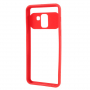 Etui plastikowe przezroczyste z ramką do Samsung Galaxy A8 (2018) - czerwone