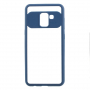 Etui plastikowe przezroczyste z ramką do Samsung Galaxy A8 (2018) - niebieskie