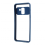 Etui plastikowe przezroczyste z ramką do Samsung Galaxy A8 (2018) - niebieskie