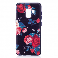 Etui plastikowe róże do Samsung Galaxy A8 (2018) - czarne