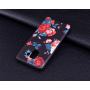 Etui plastikowe róże do Samsung Galaxy A8 (2018) - czarne