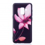 Etui plastikowe kwiat do Samsung Galaxy A8 (2018) - czarne