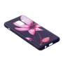 Etui plastikowe kwiat do Samsung Galaxy A8 (2018) - czarne