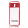 Etui plastikowe przezroczyste ze stojakiem do Samsung Galaxy J5 (2017) - czerwone