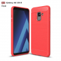 Etui plastikowe z teksturą szlifowaną do Samsung Galaxy A8 (2018) - czerwone