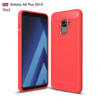 Etui plastikowe z teksturą szlifowaną do Samsung Galaxy A8 Plus (2018) - czerwone