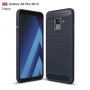 Etui plastikowe z teksturą szlifowaną do Samsung Galaxy A8 Plus (2018) - ciemnoniebieskie
