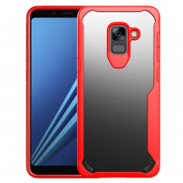 Odporne na wstrząsy etui plastikowe do Samsung Galaxy A8 Plus (2018) - czerwone