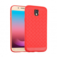 Etui plastikowe z teksturą przeplataną doSamsung Galaxy J5 (2017) - czerwone