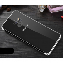 Sulada Etui plastikowe przezroczyste z ramką do Samsung Galaxy S9 - srebrne