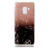 Etui plastikowe marmur do Samsung Galaxy A8 (2018) - brązowo-czarne