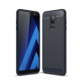 Etui plastikowe z teksturą szlifowaną do Samsung Galaxy A6 Plus (2018) - ciemnoniebieskie
