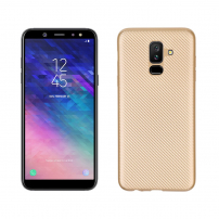 Etui plastikowe z teksturą karbonu Samsung Galaxy A6 Plus (2018) - złote