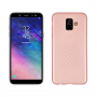 Etui plastikowe z teksturą karbonu Samsung Galaxy A6 (2018) - różowo-złote