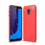 Etui plastikowe z teksturą szlifowaną do Samsung Galaxy J6 (2018) - czerwone
