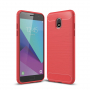 Etui plastikowe z teksturą szlifowaną do Samsung Galaxy J3 (2018) - czerwone