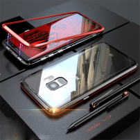 Etui z ramką magnetyczną i szkłem hartowanym do Samsung Galaxy S9 - czerwono-czarne