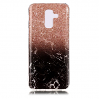 Etui plastikowe marmur do Samsung Galaxy A6 Plus (2018) - brązowo-czarne
