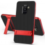 Elegancja etui plastikowe ze stojakiem do Samsung Galaxy A6 (2018) - czerwone