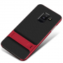 Elegancja etui plastikowe ze stojakiem do Samsung Galaxy A6 (2018) - czerwone